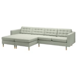 4 Seat Sofa with Chaise Longue Light Green
