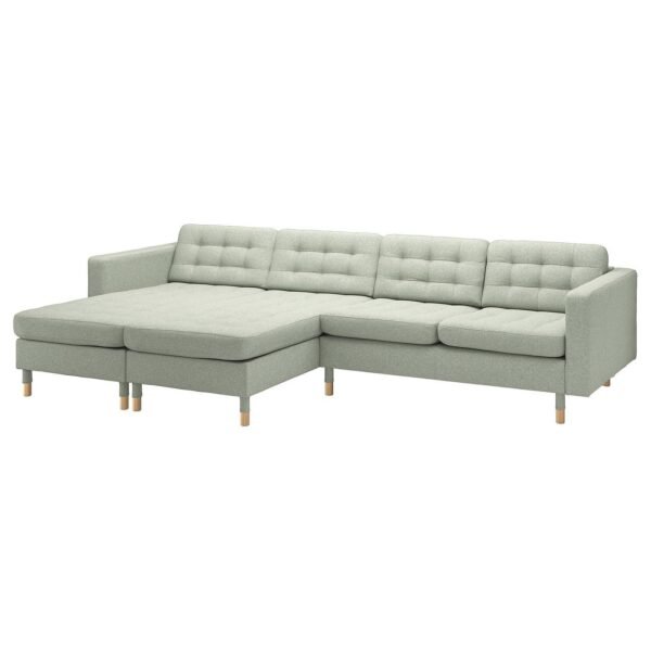 4 Seat Sofa with Chaise Longue Light Green