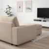 Corner Sofa 5 Seat with Chaise Longue Wide Armrests Beige